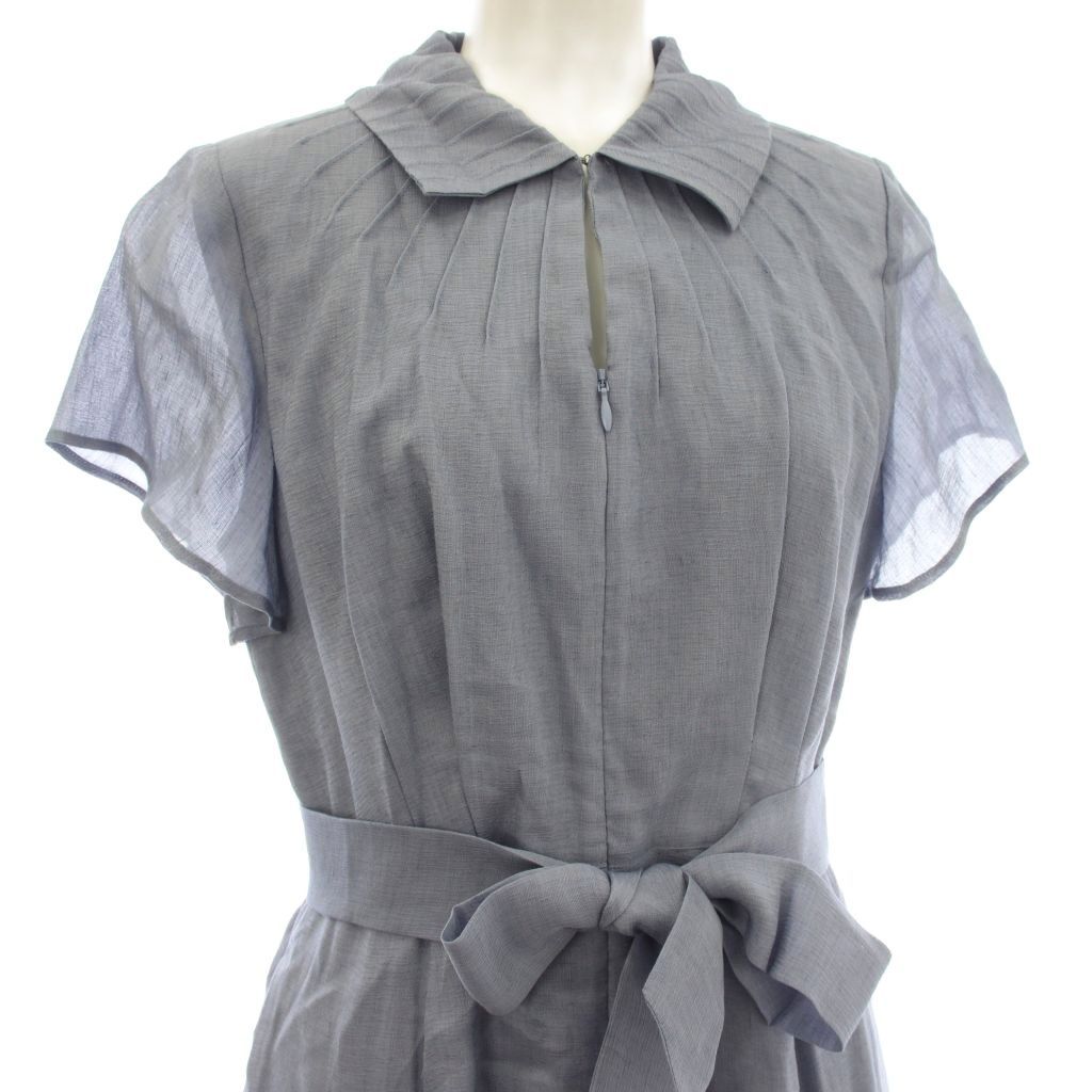 シビラ SYBILLA リネン シルク混 ワンピース ロング 半袖 M グレー