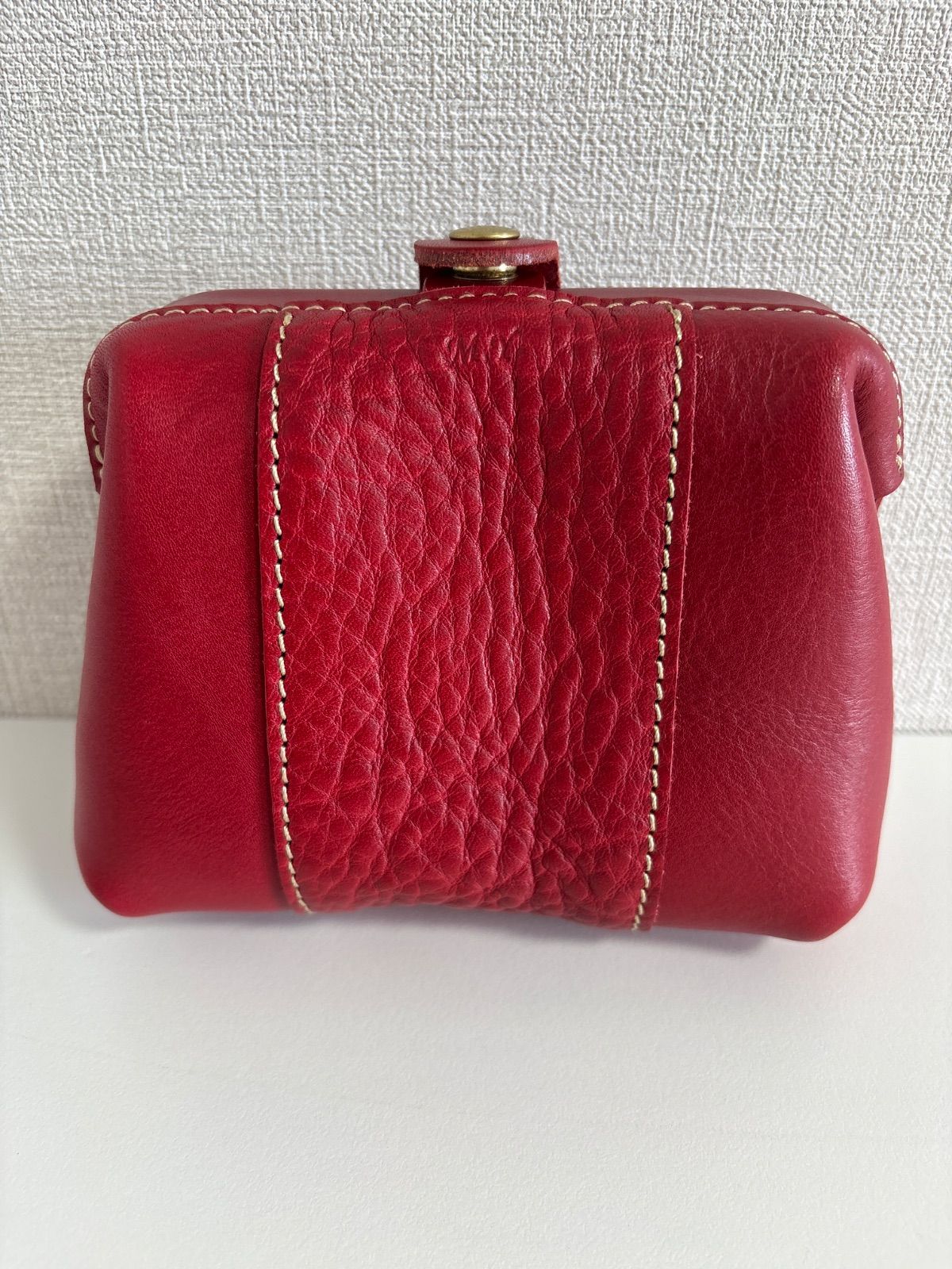 新品未使用　クラフトシリーズ　がま口ポーチ　PORCO ROSSO 未使用品 ポルコロッソ PORCO CRAFT がま口ポーチ レッド 栃木レザー