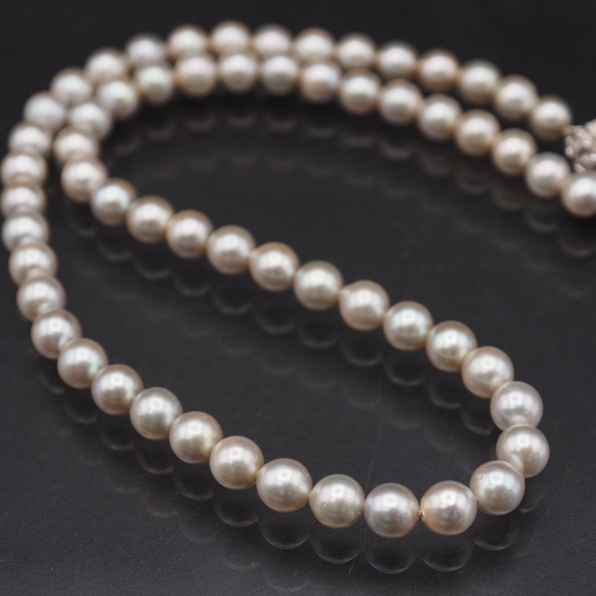 J263 本真珠 6.9mm珠 パール SILVER刻印 ネックレス デザイン