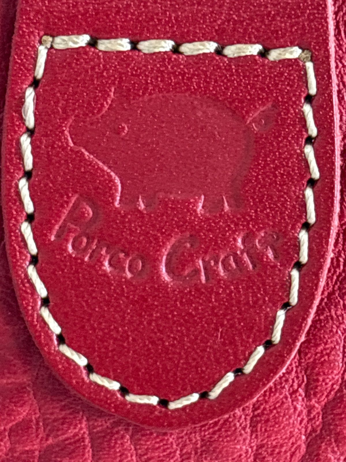 未使用品 ポルコロッソ PORCO CRAFT がま口ポーチ レッド 栃木レザー