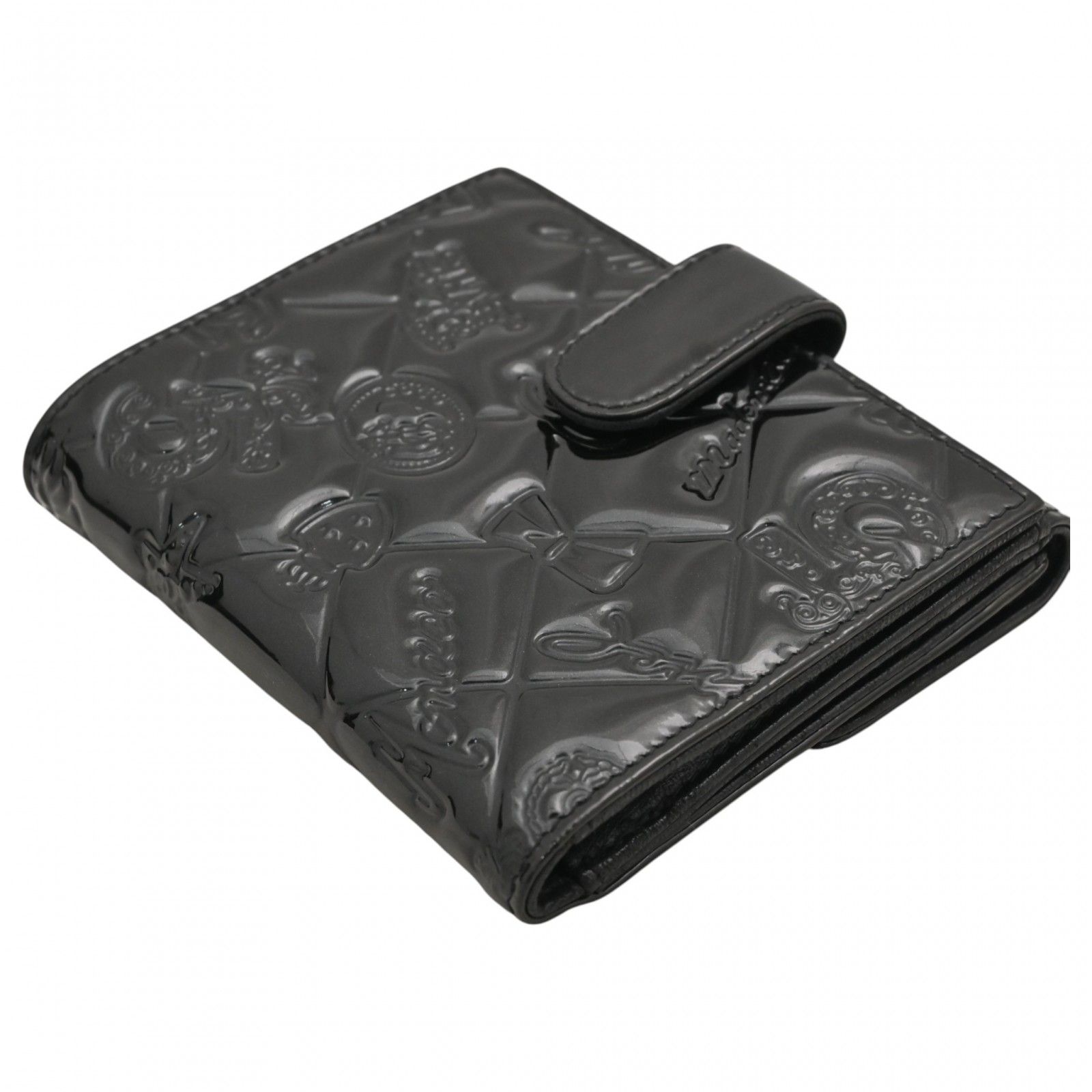 シャネル アイコン シンボルチャーム パテントレザー 三つ折り財布