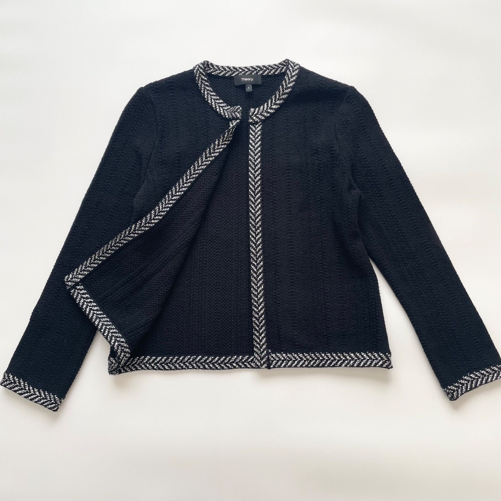 theory セオリー ニットツイードジャケット ノーカラージャケット