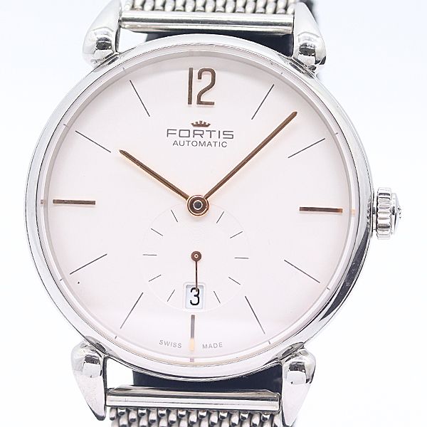 保 稼働 フォルティス オーケストラ スモセコ 900 20 165 1028 AT 自動巻 白文字盤 メンズ腕時計 0566500 1OKT MST ABC18457