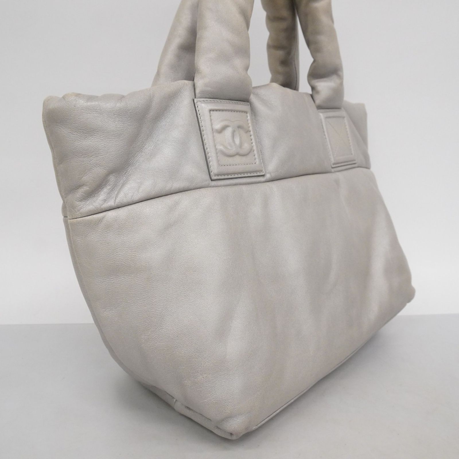 シャネル(Chanel) シャネル トートバッグ コココクーン レザー グレー