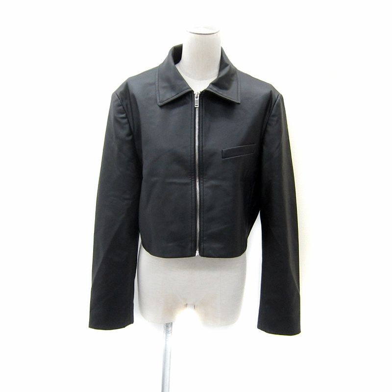ザラ ZARA フェイクレザージャケット ショート丈 ステンカラー 無地