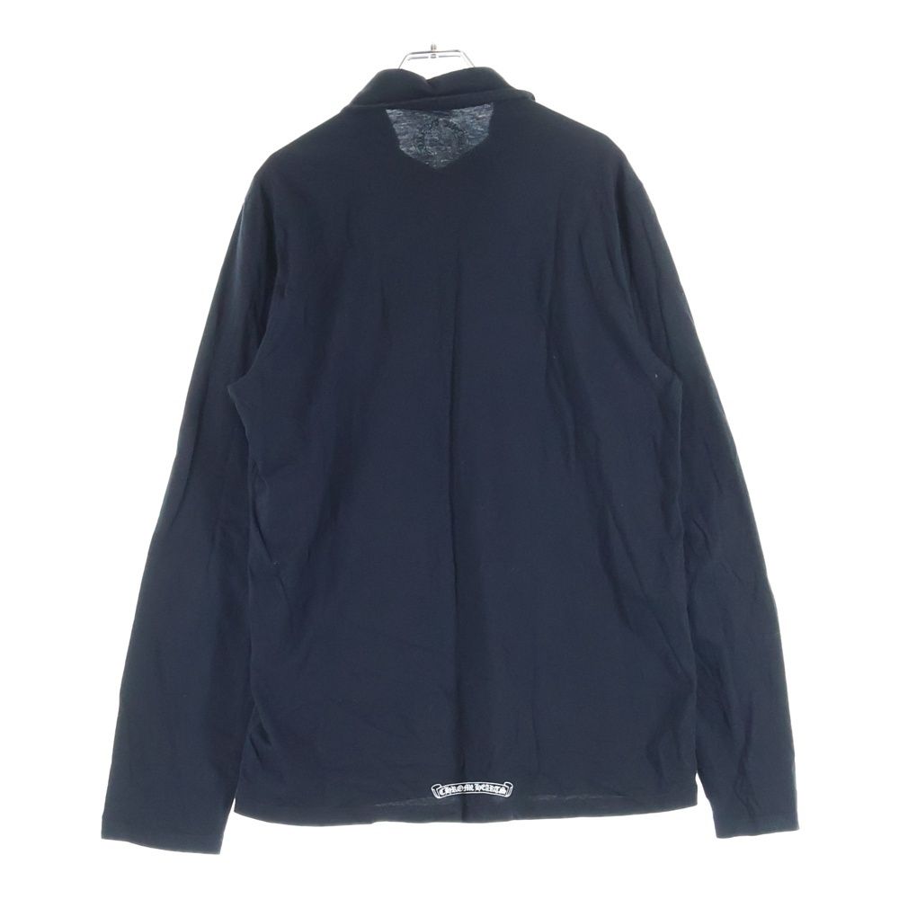 CHROME HEARTS (クロムハーツ) CH POLO L/S BSフレア ブラックロジウムボタン RS3プリント 長袖ポロシャツ ロングスリーブカットソー ブラック