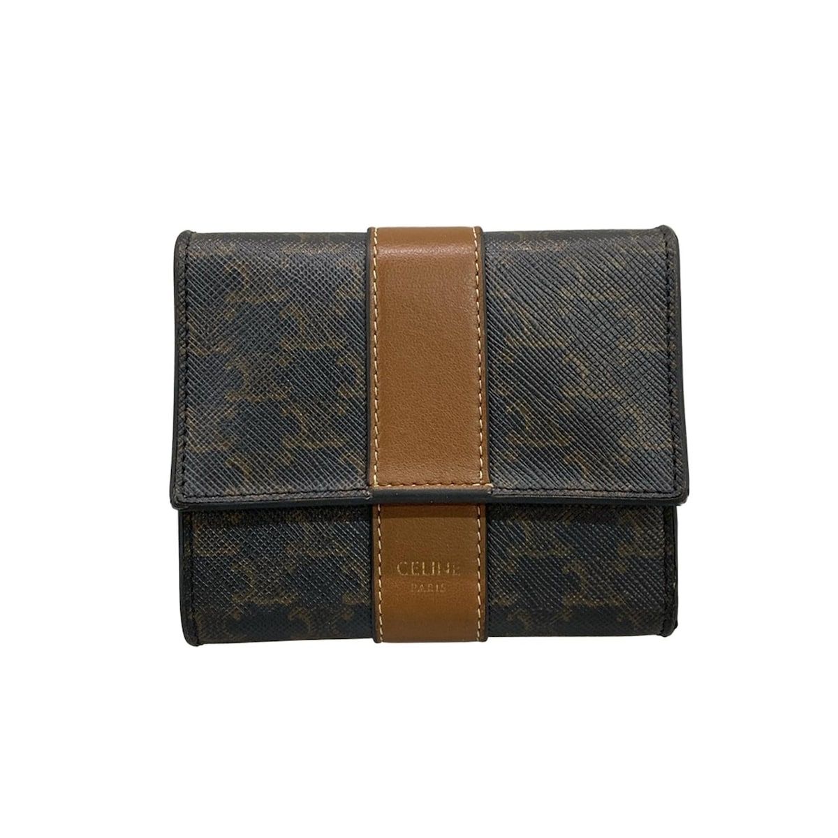 CELINE(セリーヌ) 3つ折り財布 トリオンフキャンバス 黒×ダーク