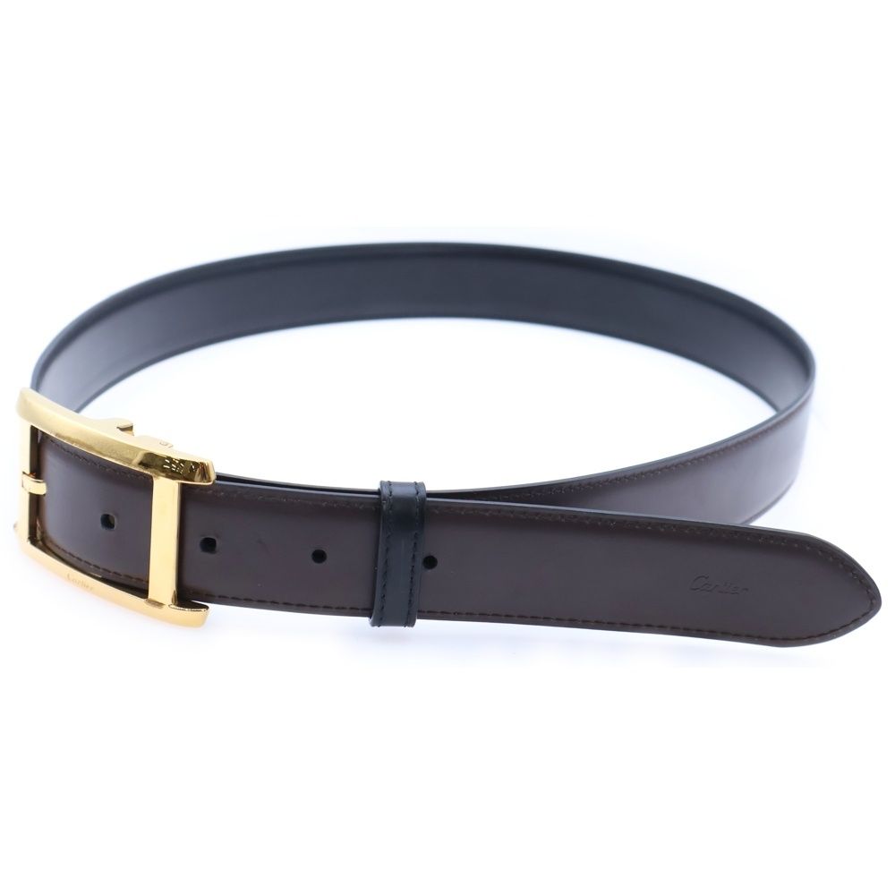 未使用級　Cartier　ベルト　リバーシブル　レザー　ブラック　ブラウン Cartier (カルティエ) タンクリバーシブル レザーベルト ブラック
