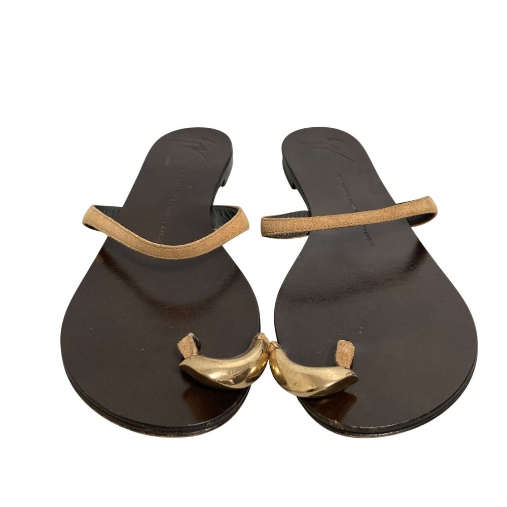の*ん様 GIUSEPPE ZANOTTI トングサンダル ブラック/ゴールド 良品 GIUSEPPE ZANOTTI ジュゼッペザノッティ オヤユビプレート トング