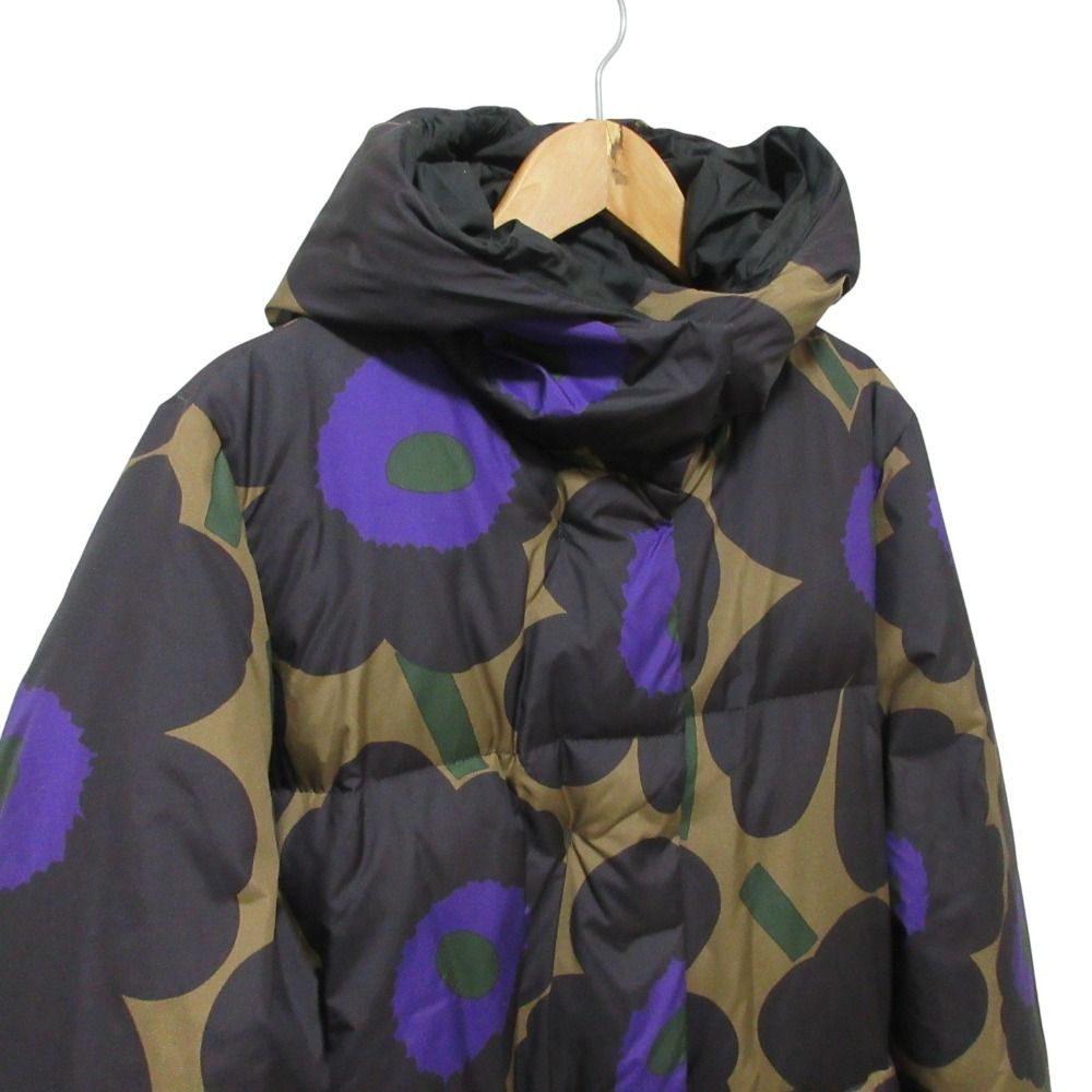 美品 Marimekko マリメッコ ウニッコプリント ダウンジャケット コート