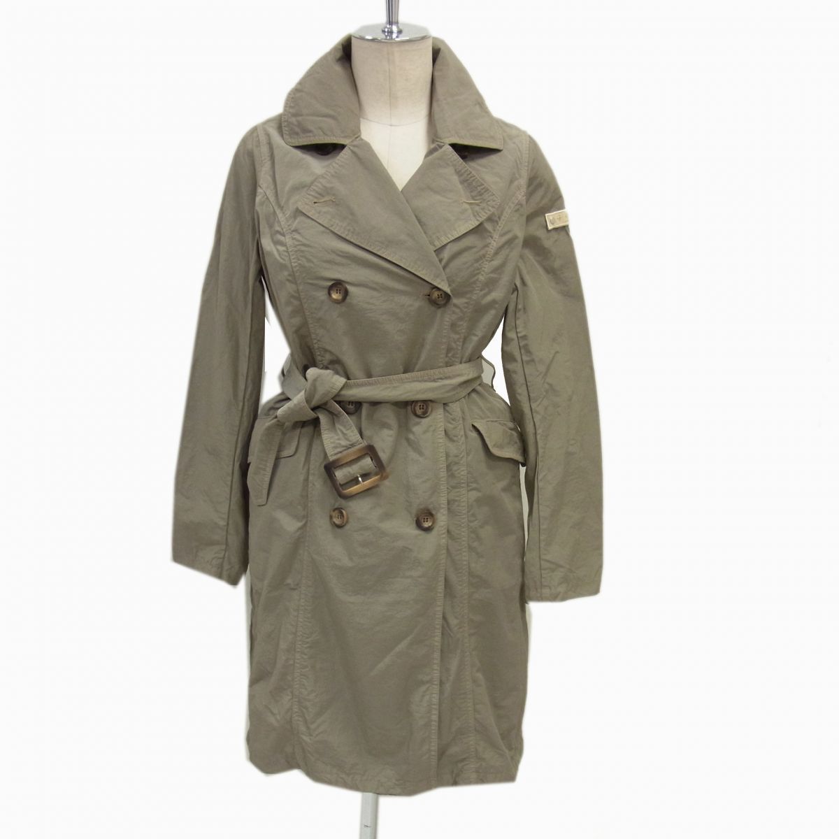 ◇TATRAS ダウンライナー付き トレンチコート シワ加工 ライトカーキ