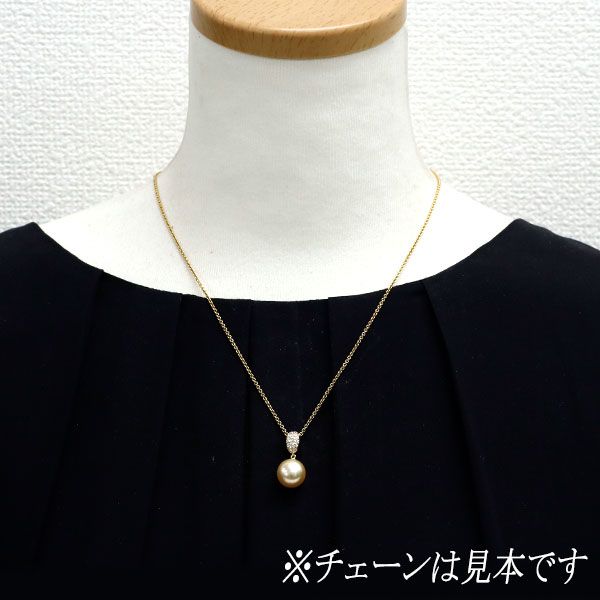 田崎真珠 K18YG ゴールデン真珠 ダイヤモンド ペンダントトップ 径約