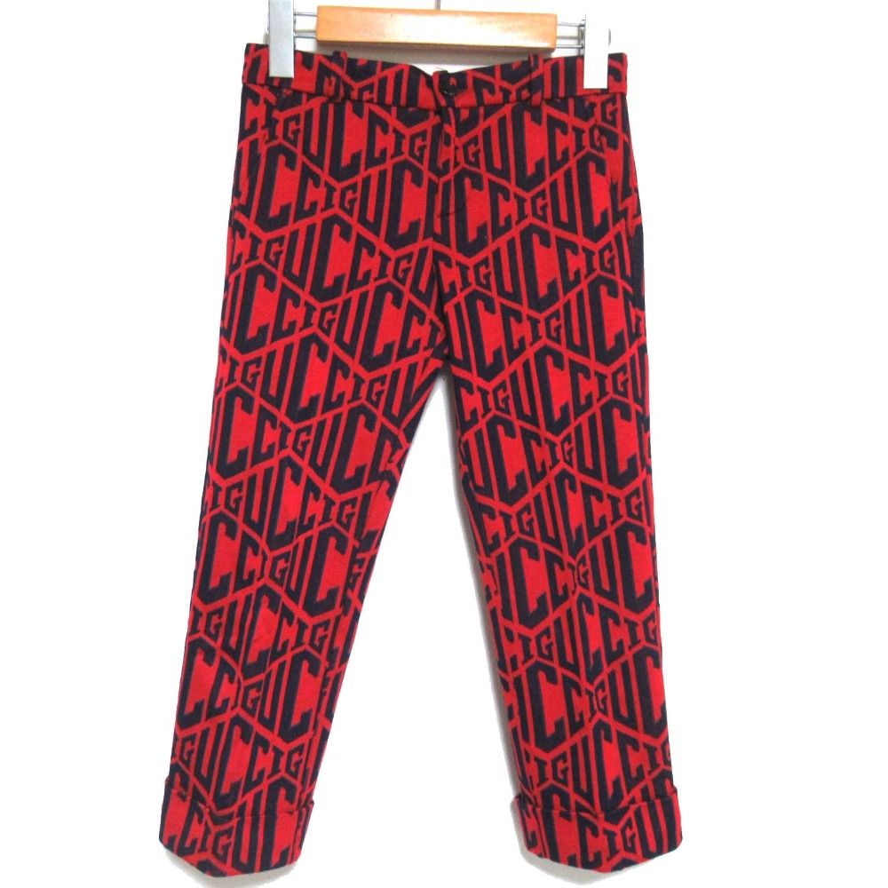 美品 GUCCI グッチ チルドレン ロゴ総柄 ニットスウェット パンツ