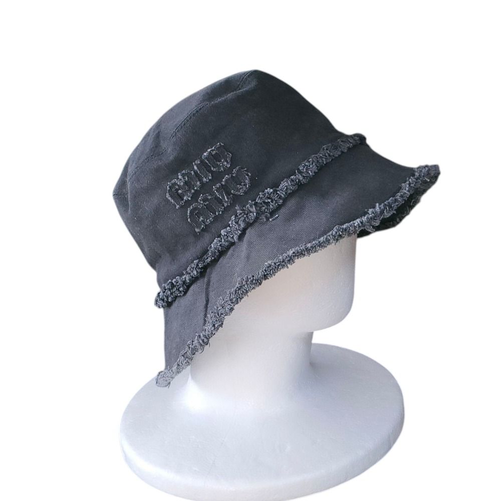 良品 miu miu ミュウミュウ 2023年製 デニム フリンジ バケットハット