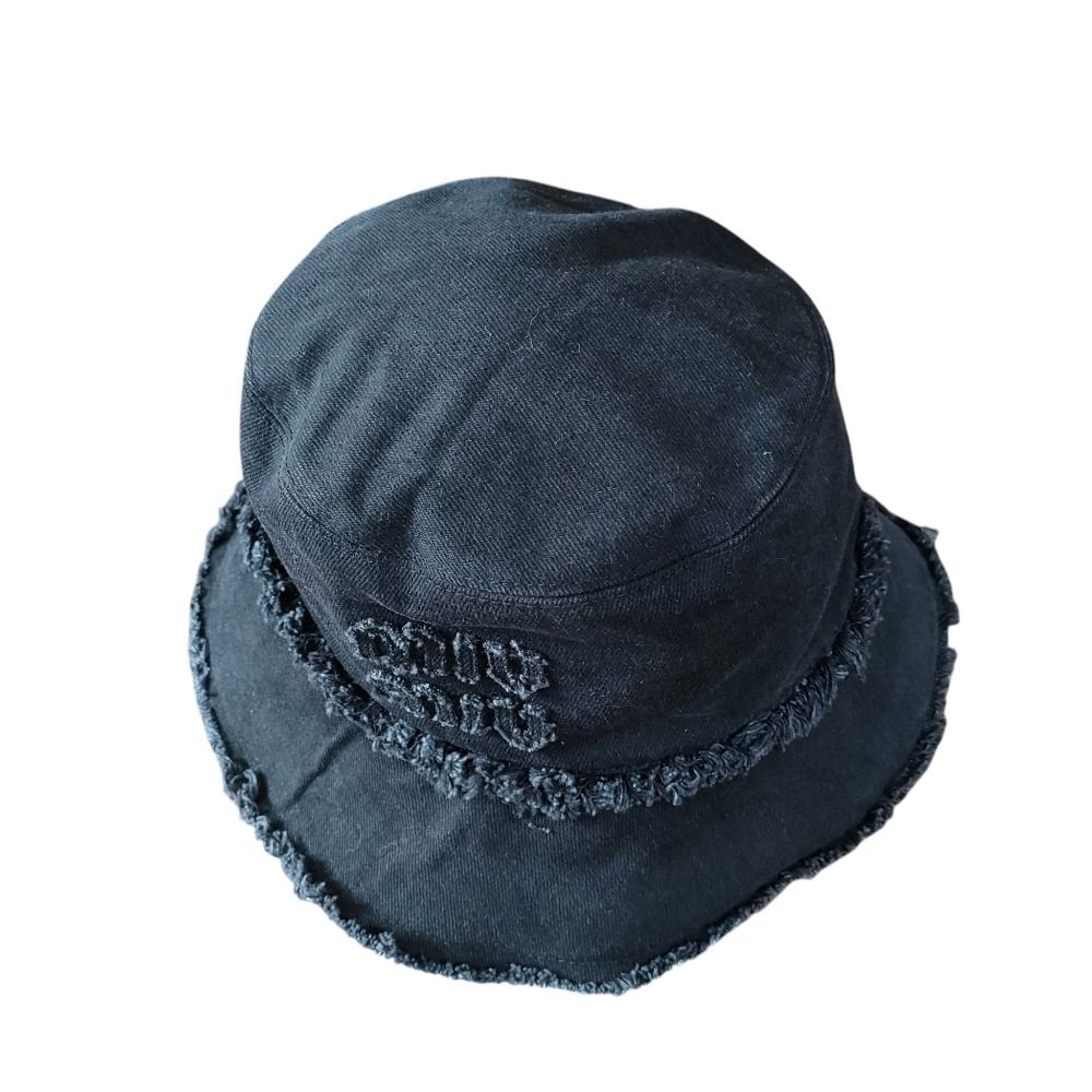 良品 miu miu ミュウミュウ 2023年製 デニム フリンジ バケットハット