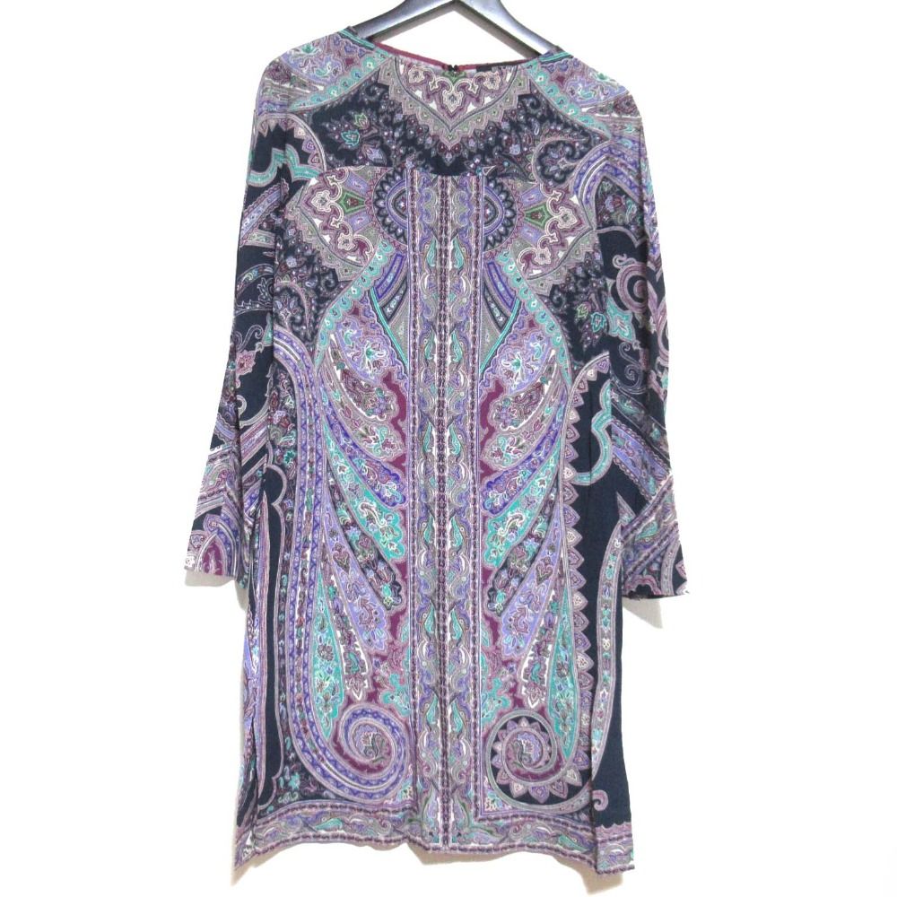 美品 ETRO エトロ ペイズリー柄 長袖 ひざ丈 ウール ワンピース サイズ