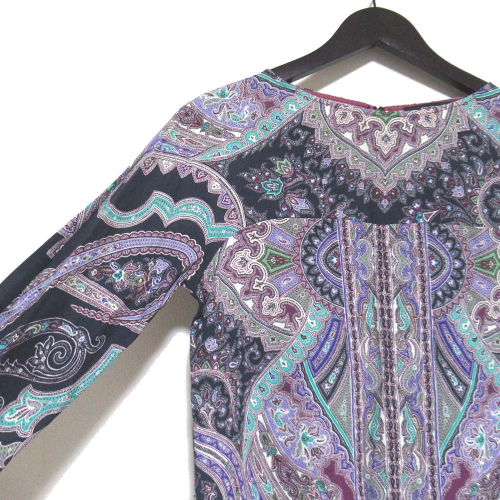 美品 ETRO エトロ ペイズリー柄 長袖 ひざ丈 ウール ワンピース サイズ