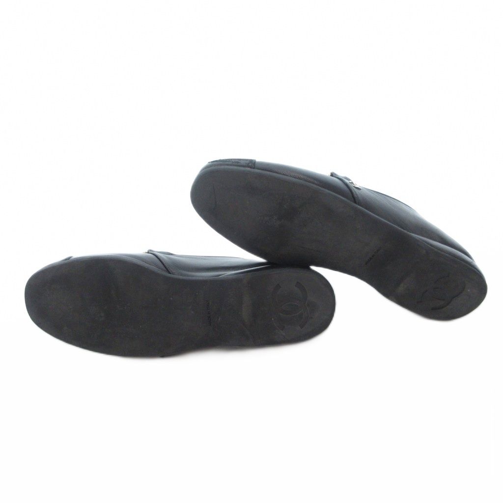 シャネル CHANEL チェーンローファー ココマーク レザー 36.5 ブラック