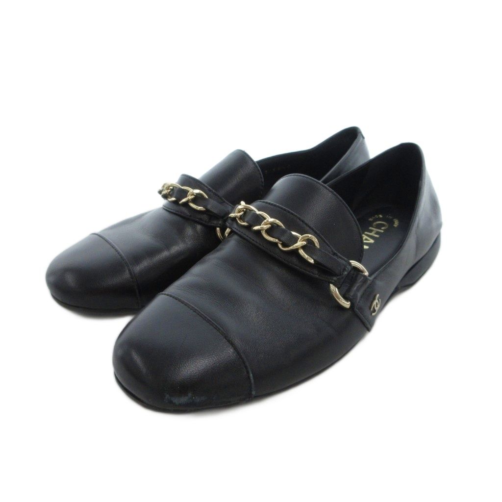 ✨CHANEL シャネル チェーン ローファー ココマーク ブラック ✨ シャネル CHANEL チェーンローファー ココマーク レザー 36.5 ブラック