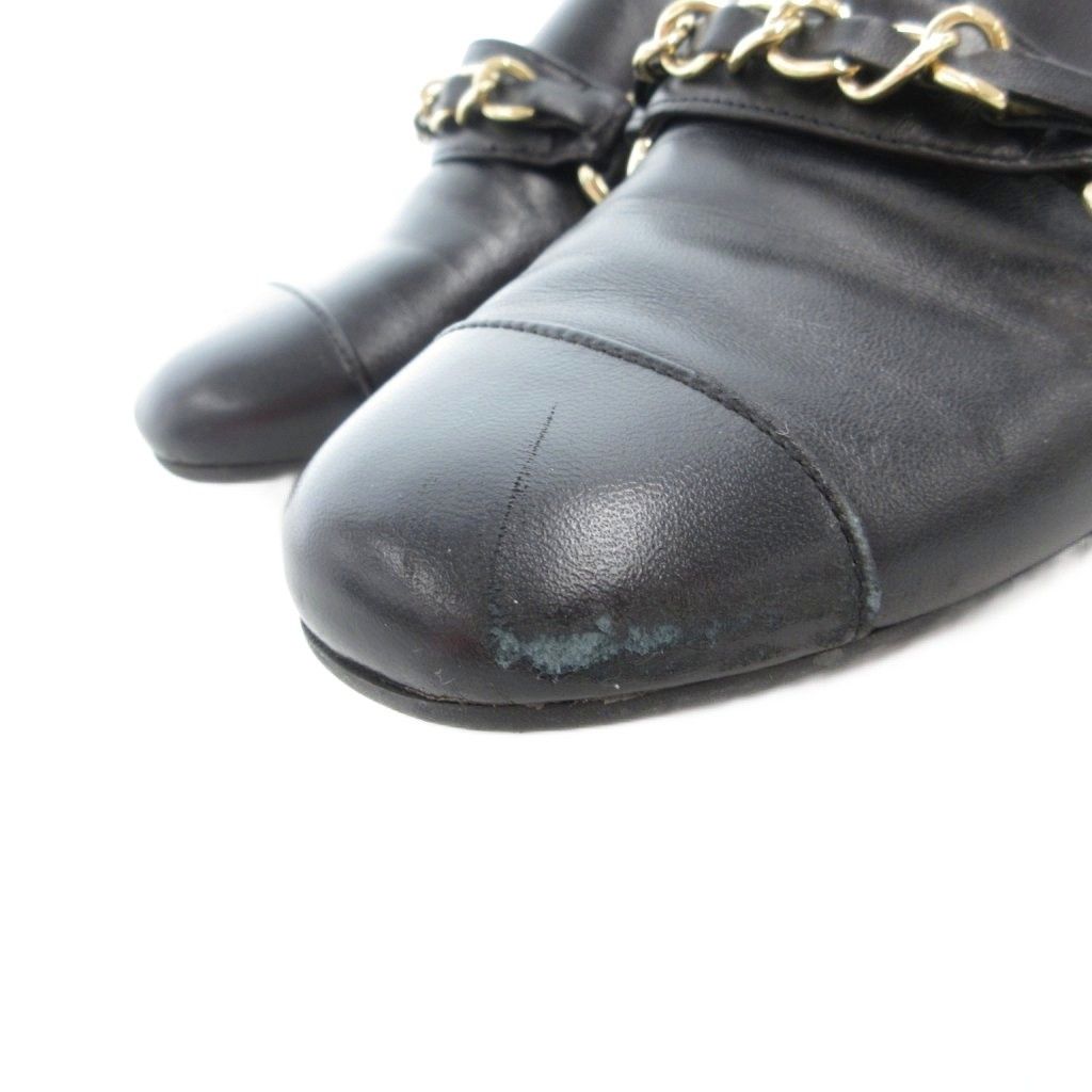 シャネル CHANEL チェーンローファー ココマーク レザー 36.5 ブラック