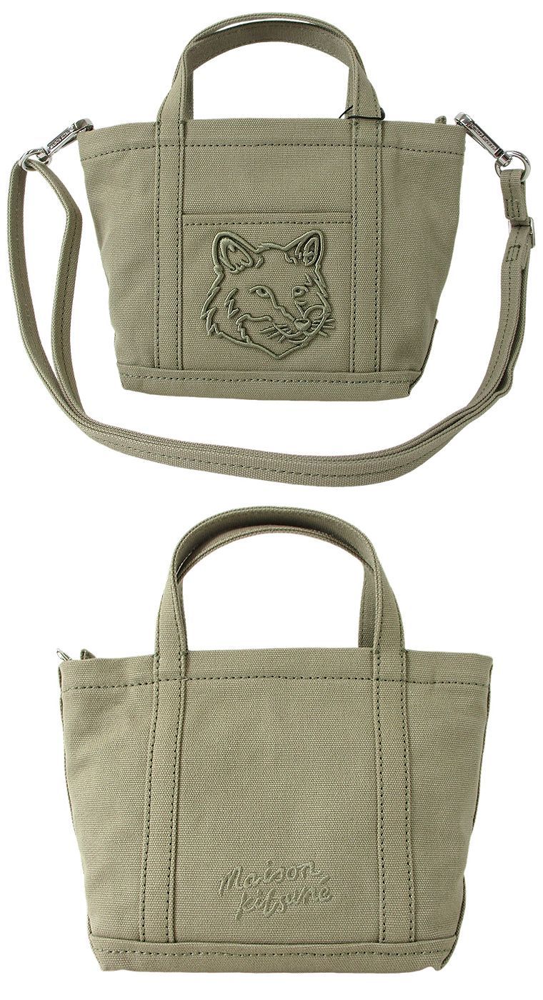 MAISON KITSUNE メゾン・キツネ ミニトートバッグ キャンバス FOX HEAD