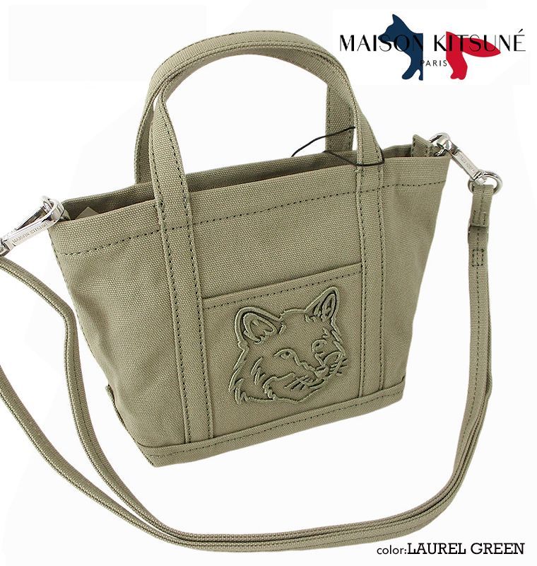 MAISON KITSUNE メゾン・キツネ ミニトートバッグ キャンバス FOX HEAD
