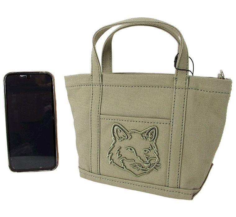 MAISON KITSUNE メゾン・キツネ ミニトートバッグ キャンバス FOX HEAD