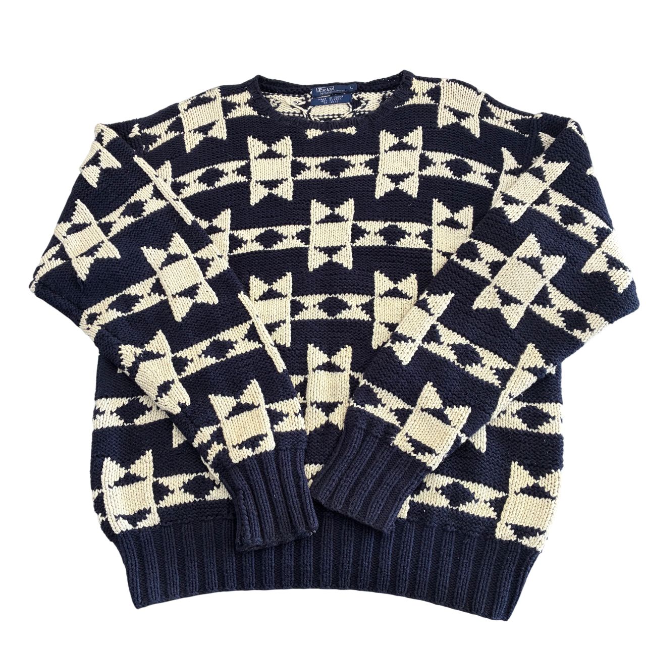 ☆POLO RALPH LAUREN 90s ニット Lサイズ 100%コットン 【公式通販】