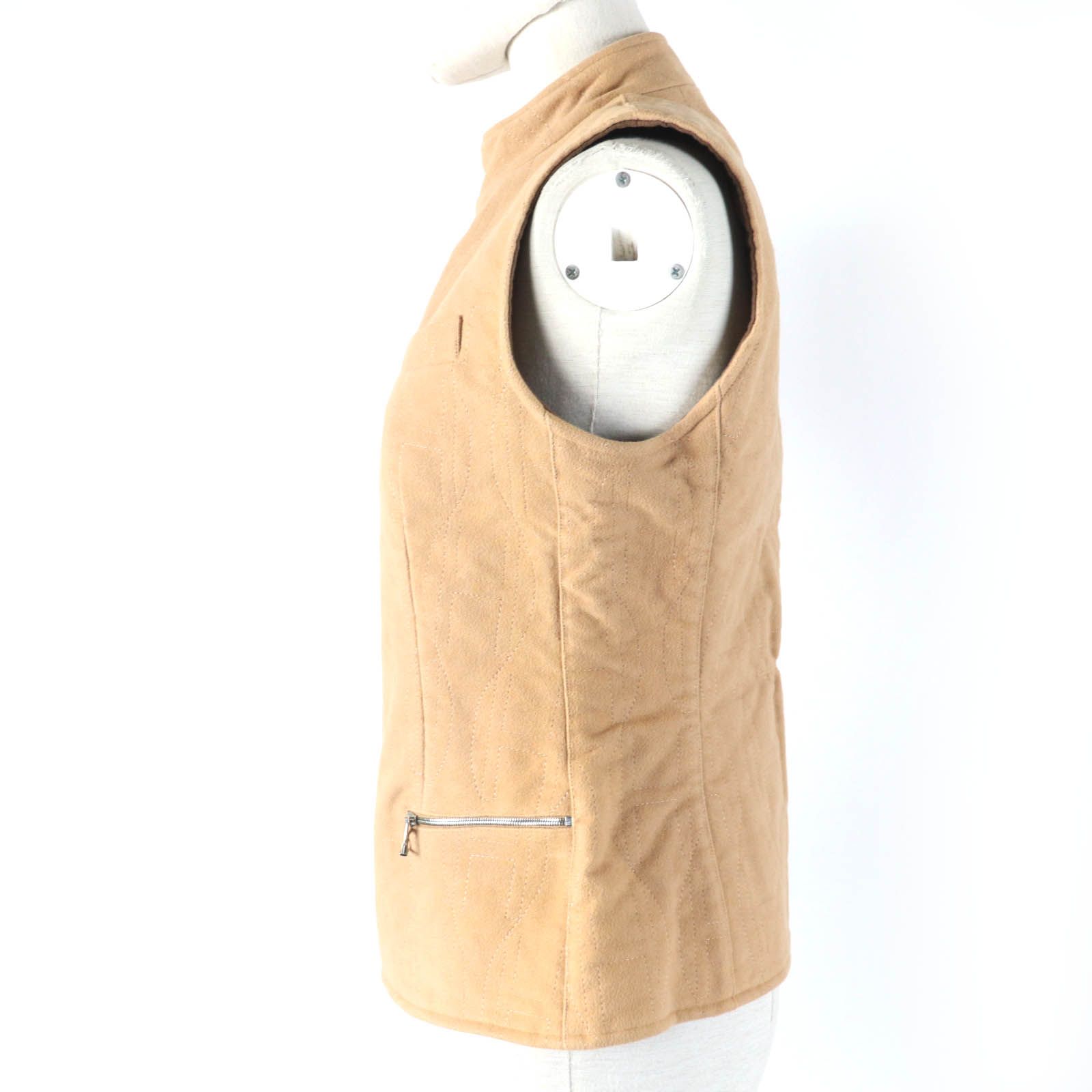 未使用品☆HERMES エルメス セリエ 中綿入り ZIP UP パテッドベスト ベージュ オレンジ M フランス製 正規品 レディース 未使用品☆HERMES エルメス セリエ 中綿入り ZIP UP パテッドベスト