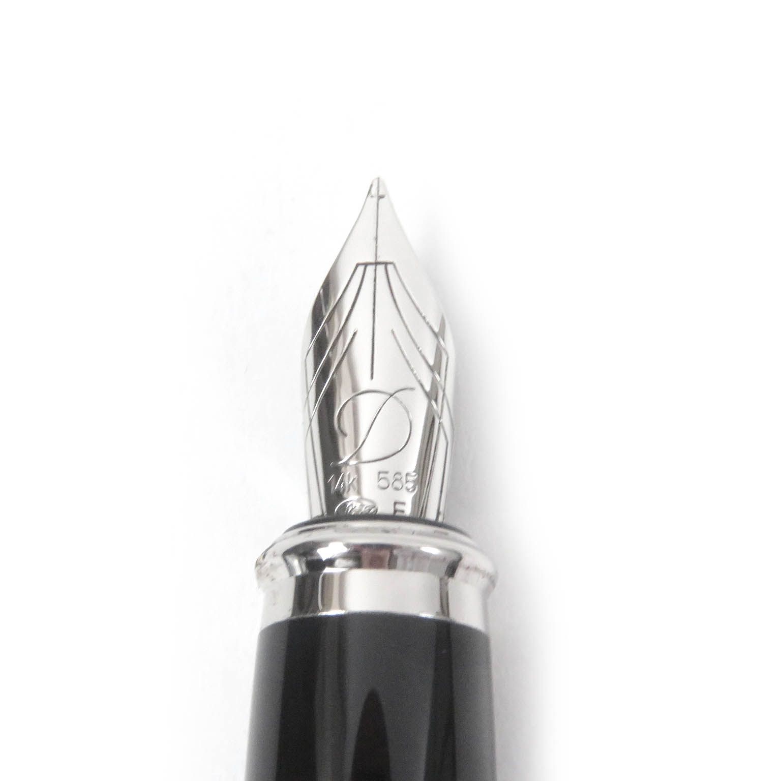 良品□Dupont デュポン フィデリオ ペン先14K Fニブ キャップ式 万年筆 ペン  ステーショナリー ブラック シルバー フランス製 メンズ 良品□Dupont デュポン フィデリオ ペン先14K Fニブ キャップ式 万年筆