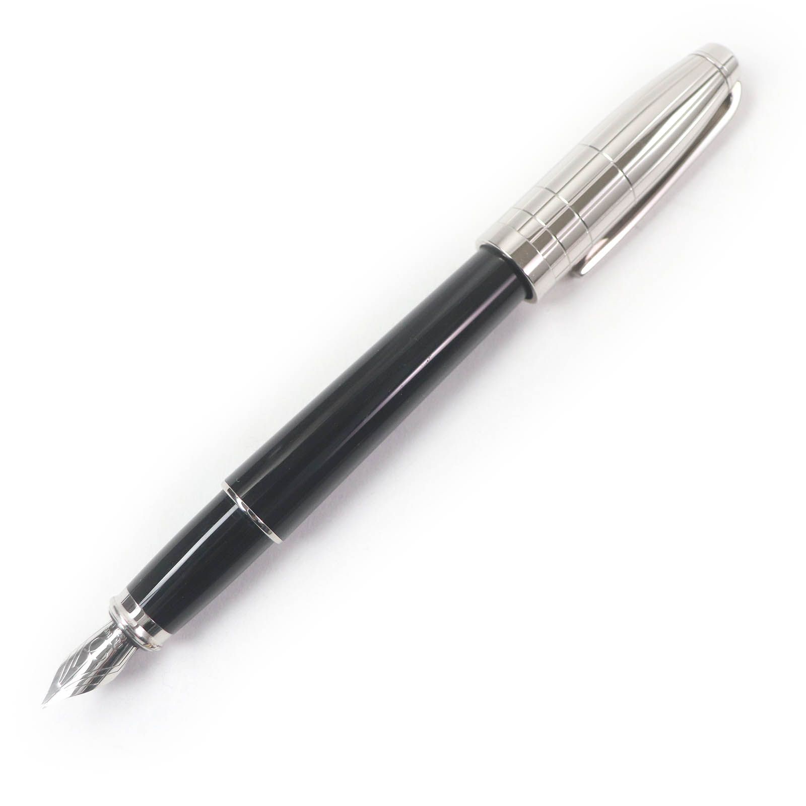 良品□Dupont デュポン フィデリオ ペン先14K Fニブ キャップ式 万年筆 ペン  ステーショナリー ブラック シルバー フランス製 メンズ 良品□Dupont デュポン フィデリオ ペン先14K Fニブ キャップ式 万年筆