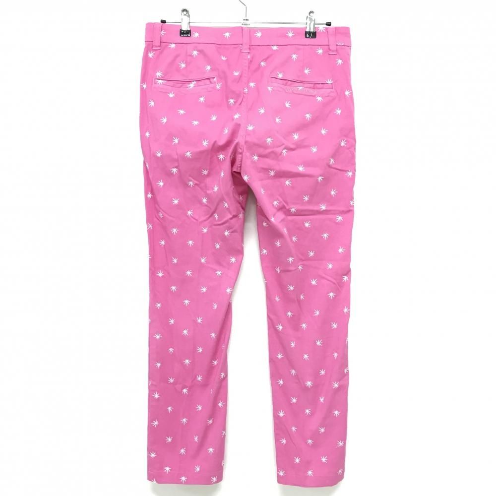マークアンドロナ パンツ ピンク×白 刺しゅう総柄 ストレッチ メンズ L