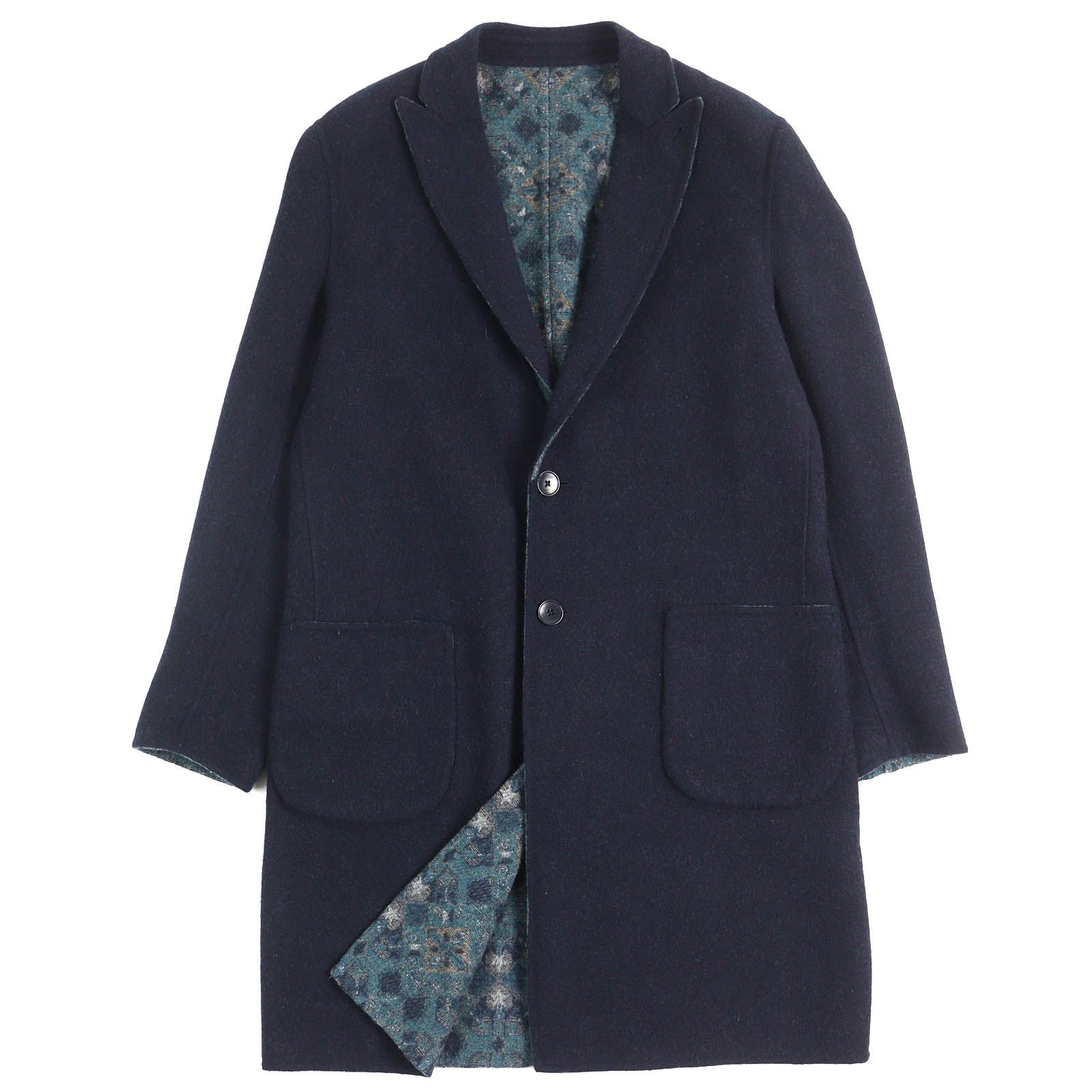 美品☆ETRO エトロ☆総柄ウールコート 38 ETRO (エトロ) ペイズリージャガード シングル ロングコート
