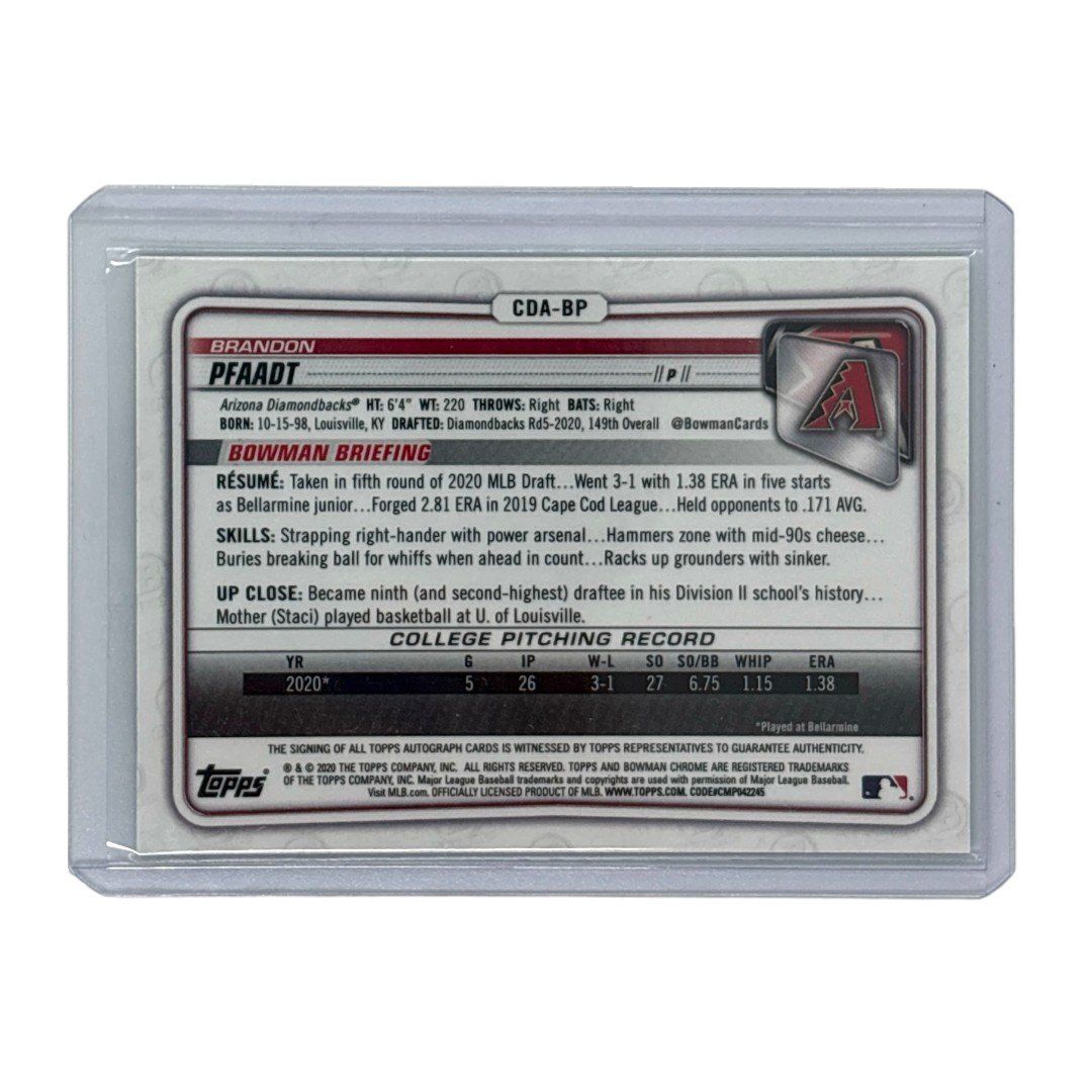 TOPPS MLBカード BOWMAN CHROME 1ST BRANDON PFAADT ARIZONA