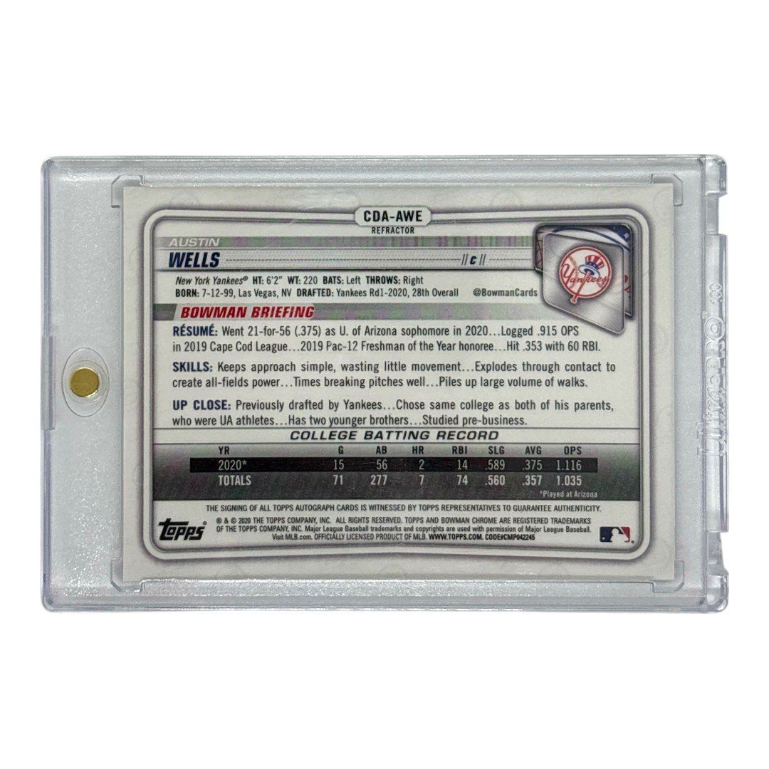TOPPS MLBカード BOWMAN CHROME 1 ST AUSTIN WELLS YORK YANKEES 499 CDA AWE IT