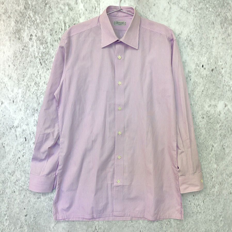 CHARVET シャルベ ストライプ シャツ ピンクラベンダー 40サイズ