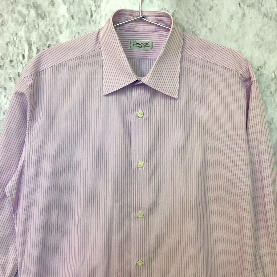 CHARVET シャルベ ストライプ シャツ ピンクラベンダー 40サイズ