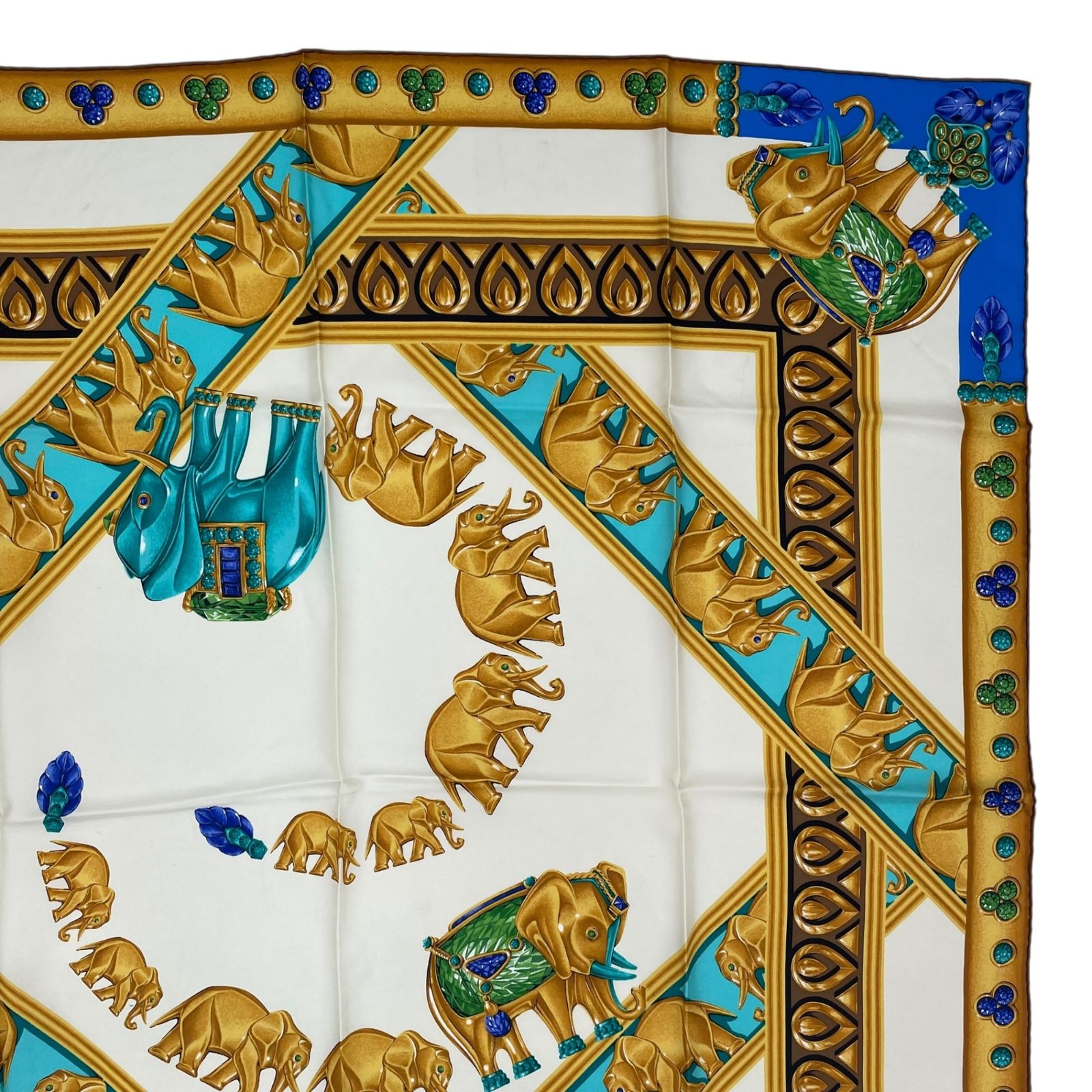 新品同様 Cartier カルティエ スカーフ シルク マハラジャ 象 宝石