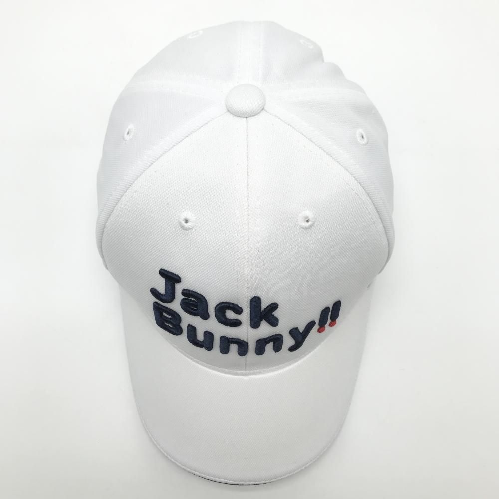美品】ジャックバニー キャップ 白×ネイビー 立体ロゴ刺しゅう FR