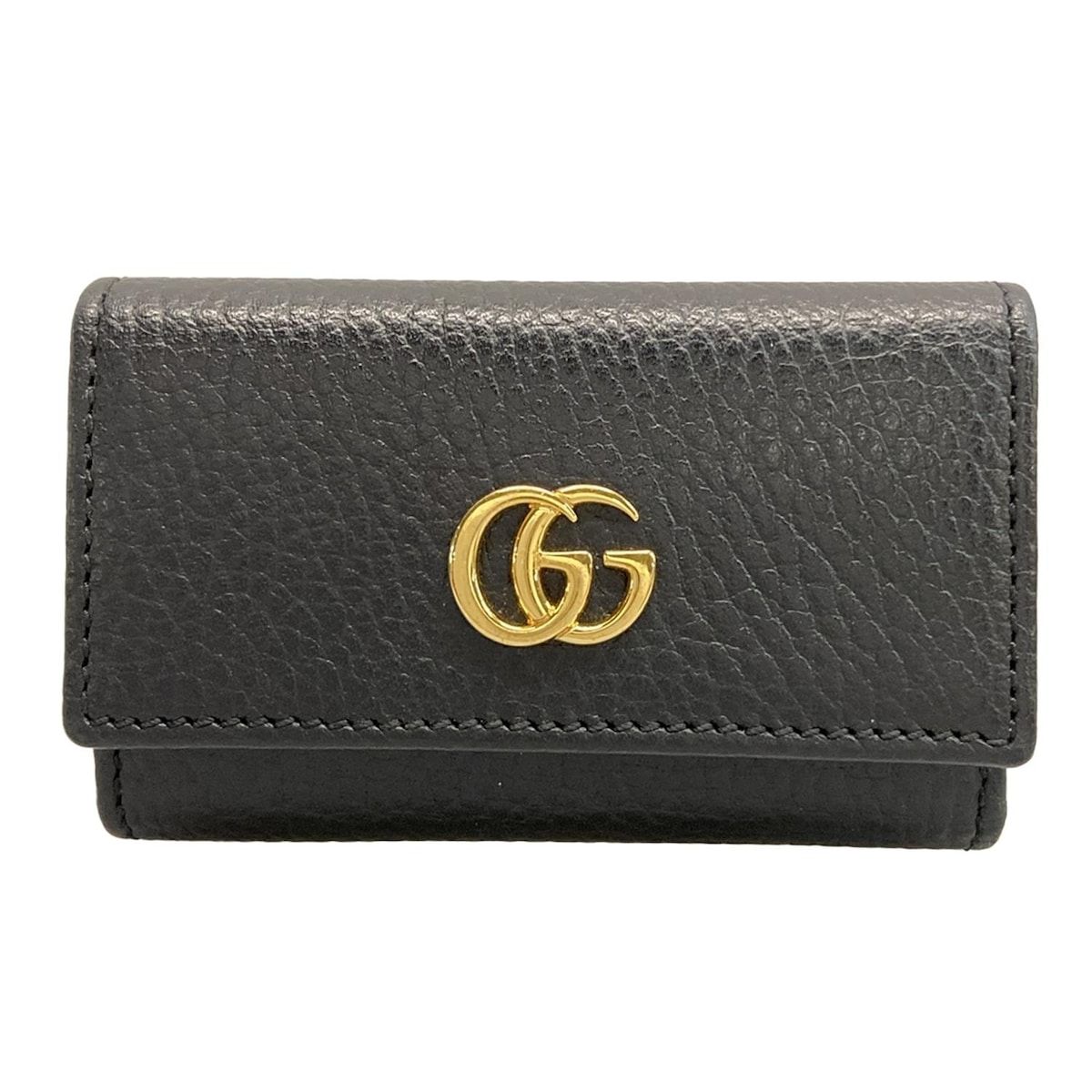 GUCCI(グッチ) キーケース GGマーモント 456118 黒 6連フック レザー