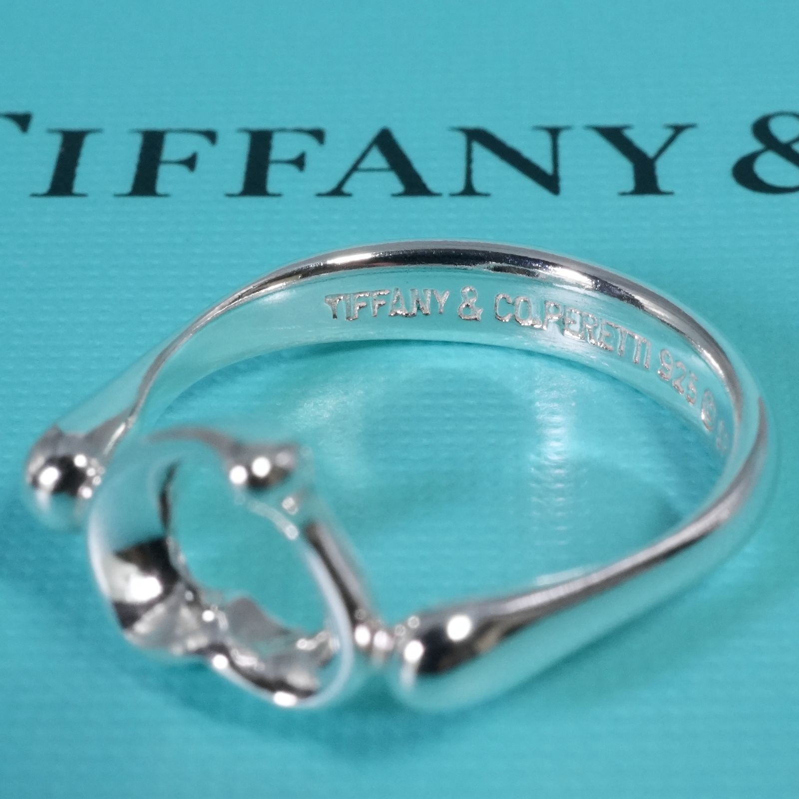 極美品8.5号 ティファニー オープンハート シルバー リング/25-2857