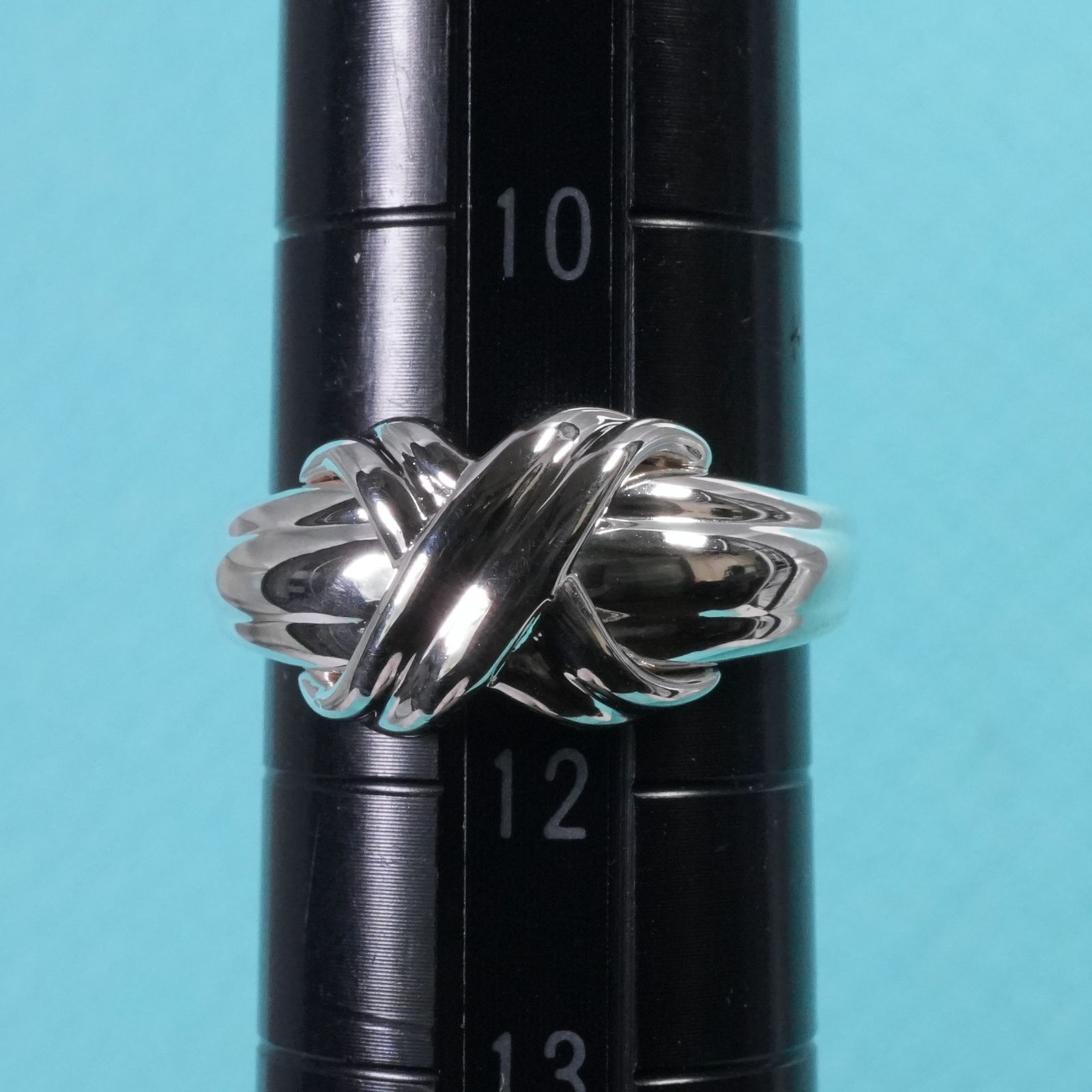 極美品11号ティファニー シグネチャー クロス シルバー リング/25-3006