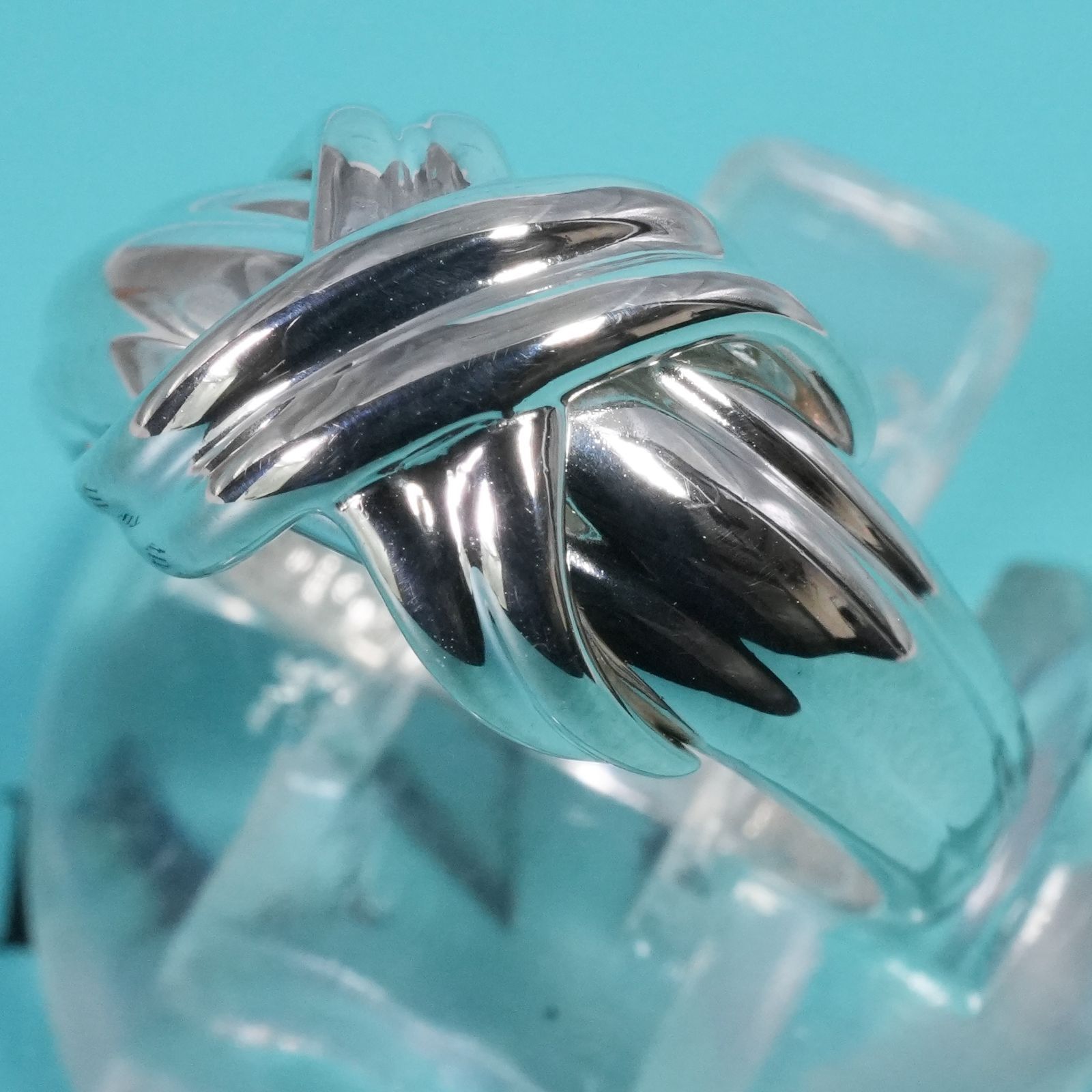 極美品11号ティファニー シグネチャー クロス シルバー リング/25-3006