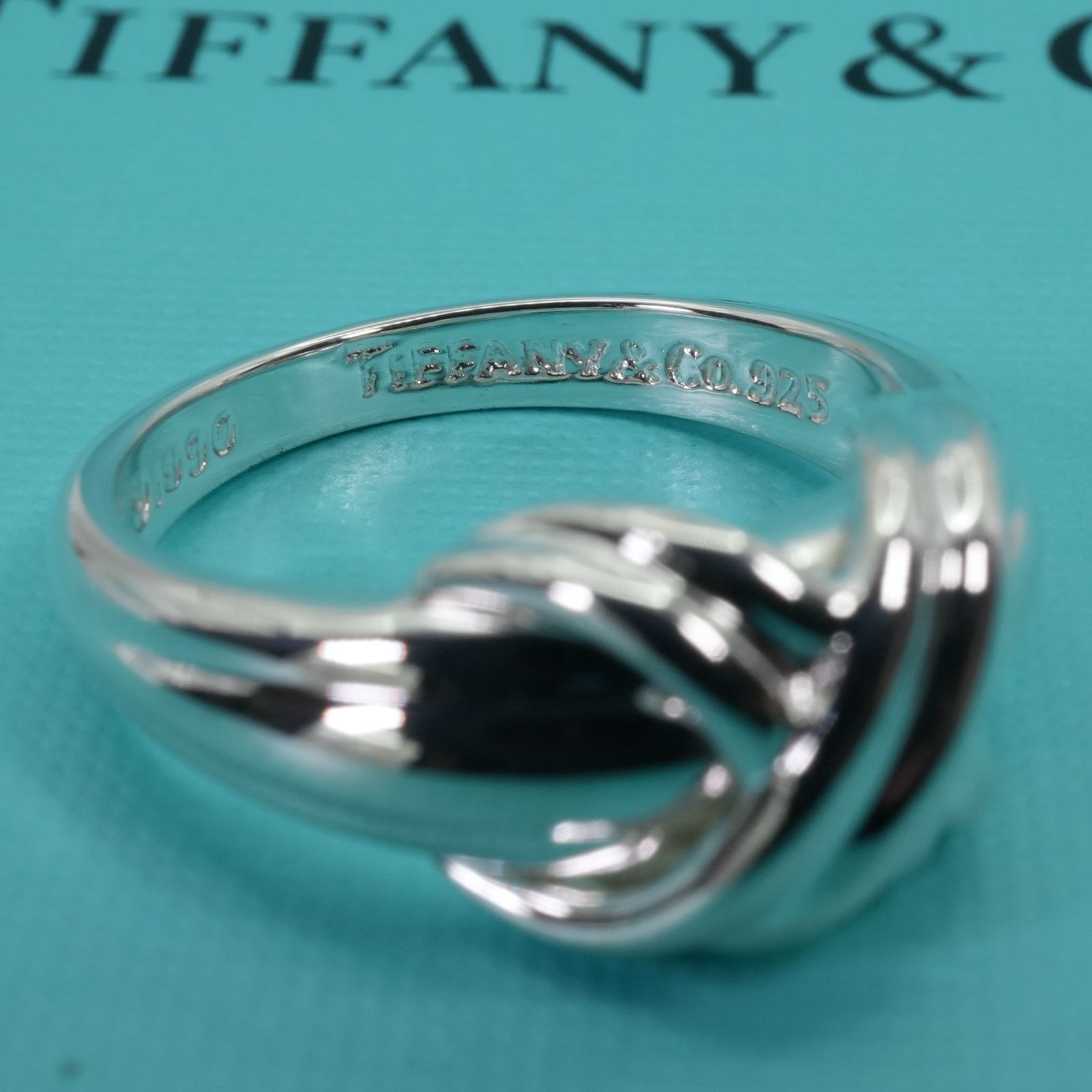 極美品11号ティファニー シグネチャー クロス シルバー リング/25-3006