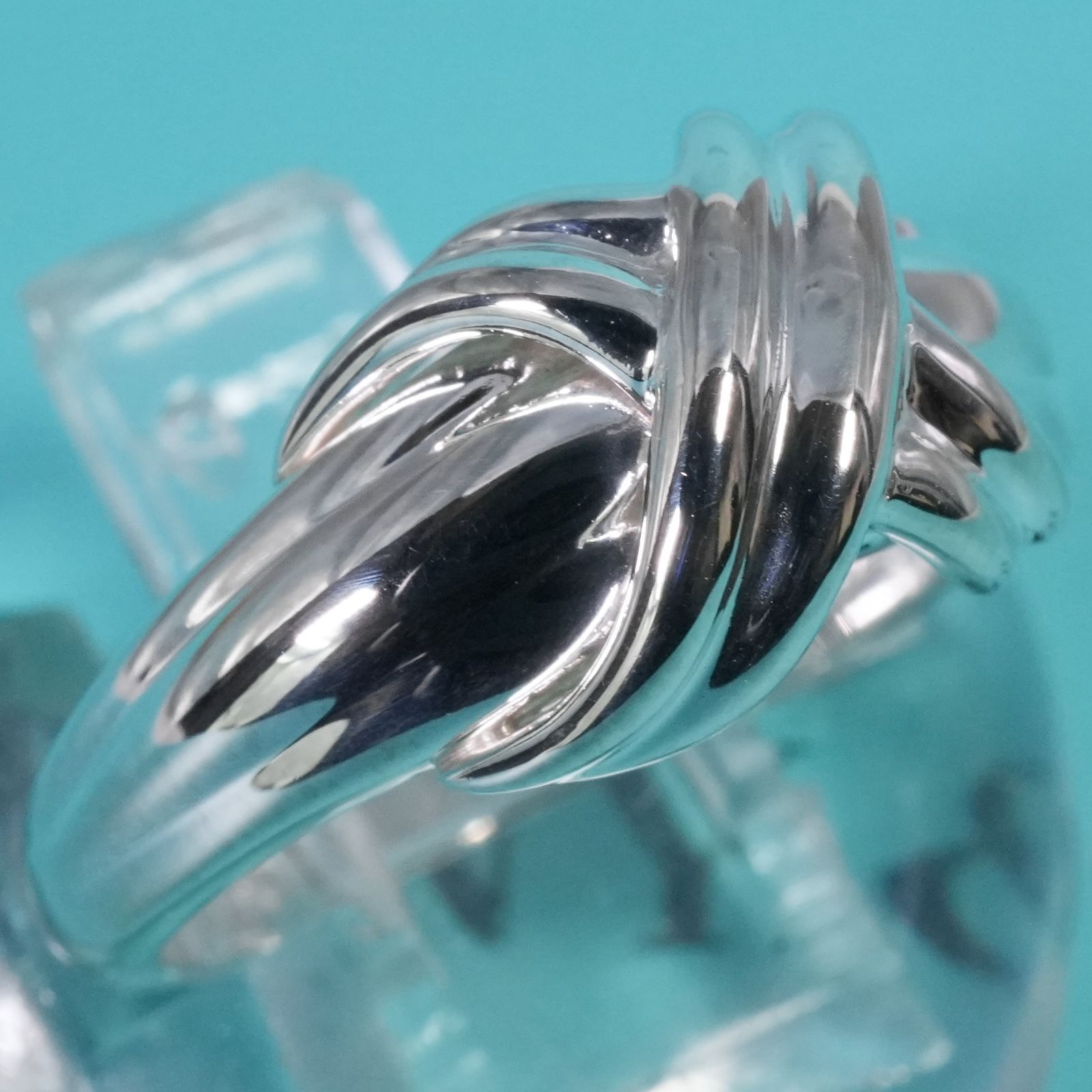 極美品11号ティファニー シグネチャー クロス シルバー リング/25-3006