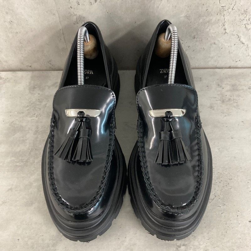 美品 ZARA ザラ トラックソールタッセルローファー 37 23.5cm 厚底