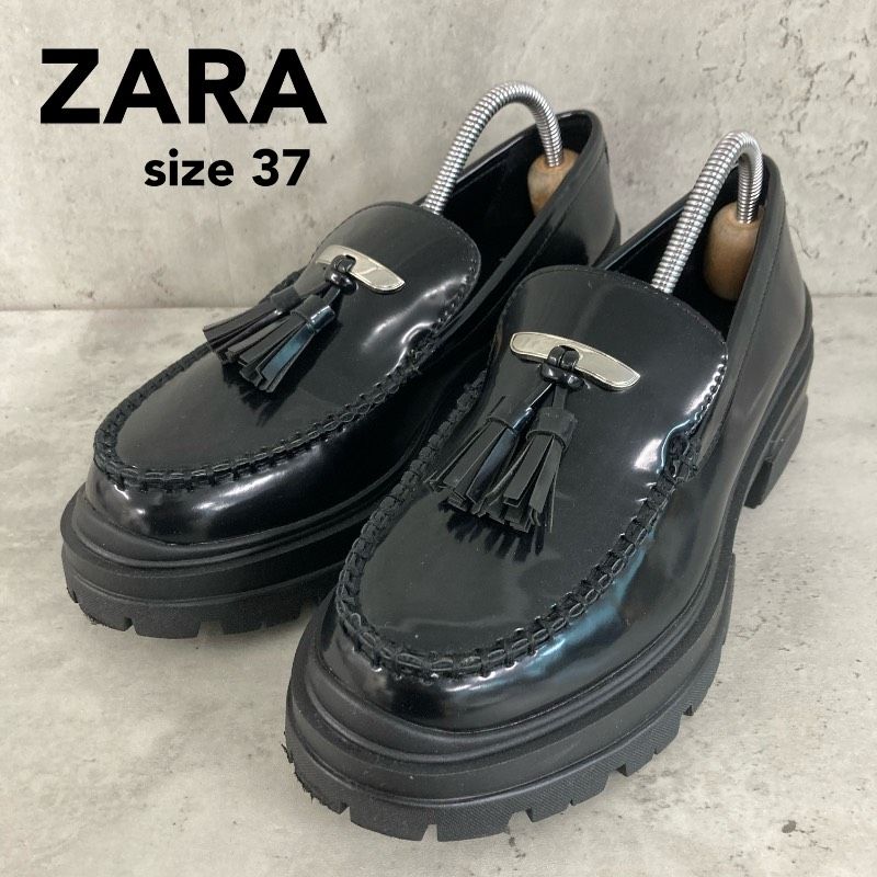 美品 ZARA ザラ トラックソールタッセルローファー 37 23.5cm 厚底