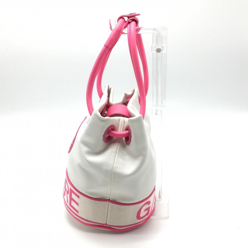 ジーフォア 2WAYショルダーバッグ 白×ピンク 巾着 カートバッグ ゴルフ