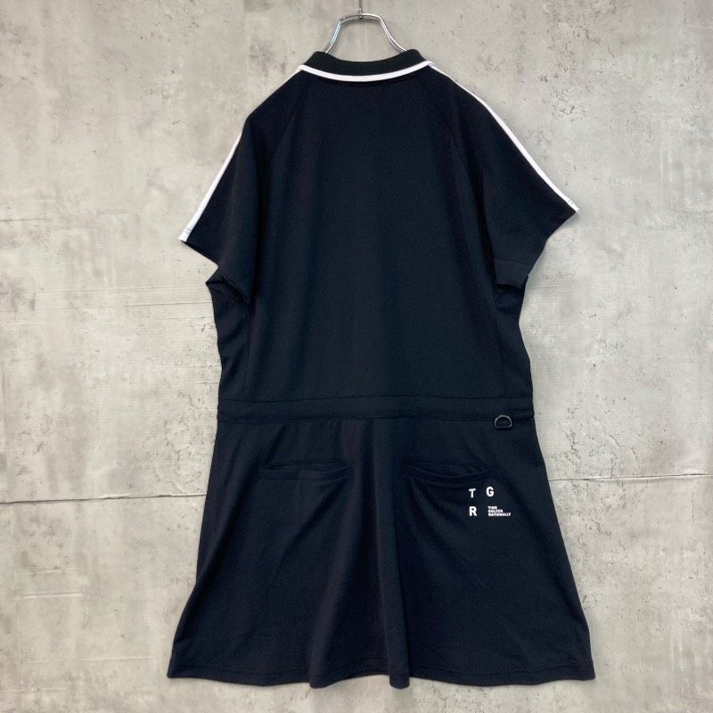 【ティゴラ】ゴルフ ポロシャツ ワンピース 速乾 ストレッチ L 黒ブラック×白 新品 未使用 TIGORA ティゴラ ゴルフウェア ワンピース 2XL 大きい