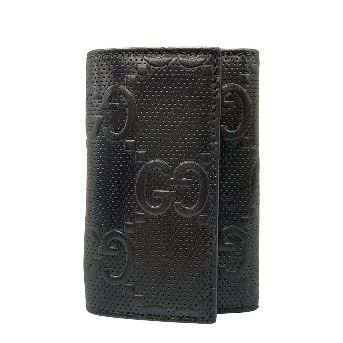 GUCCI(グッチ) キーケース GGエンボス 625565 黒 6連フック/キーリング